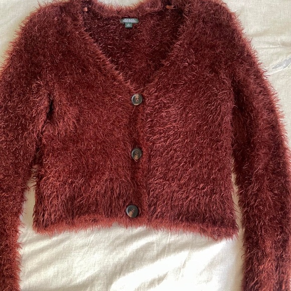 Wild Fable Rust Fuzzy Cardigan - Picture 2 of 5
